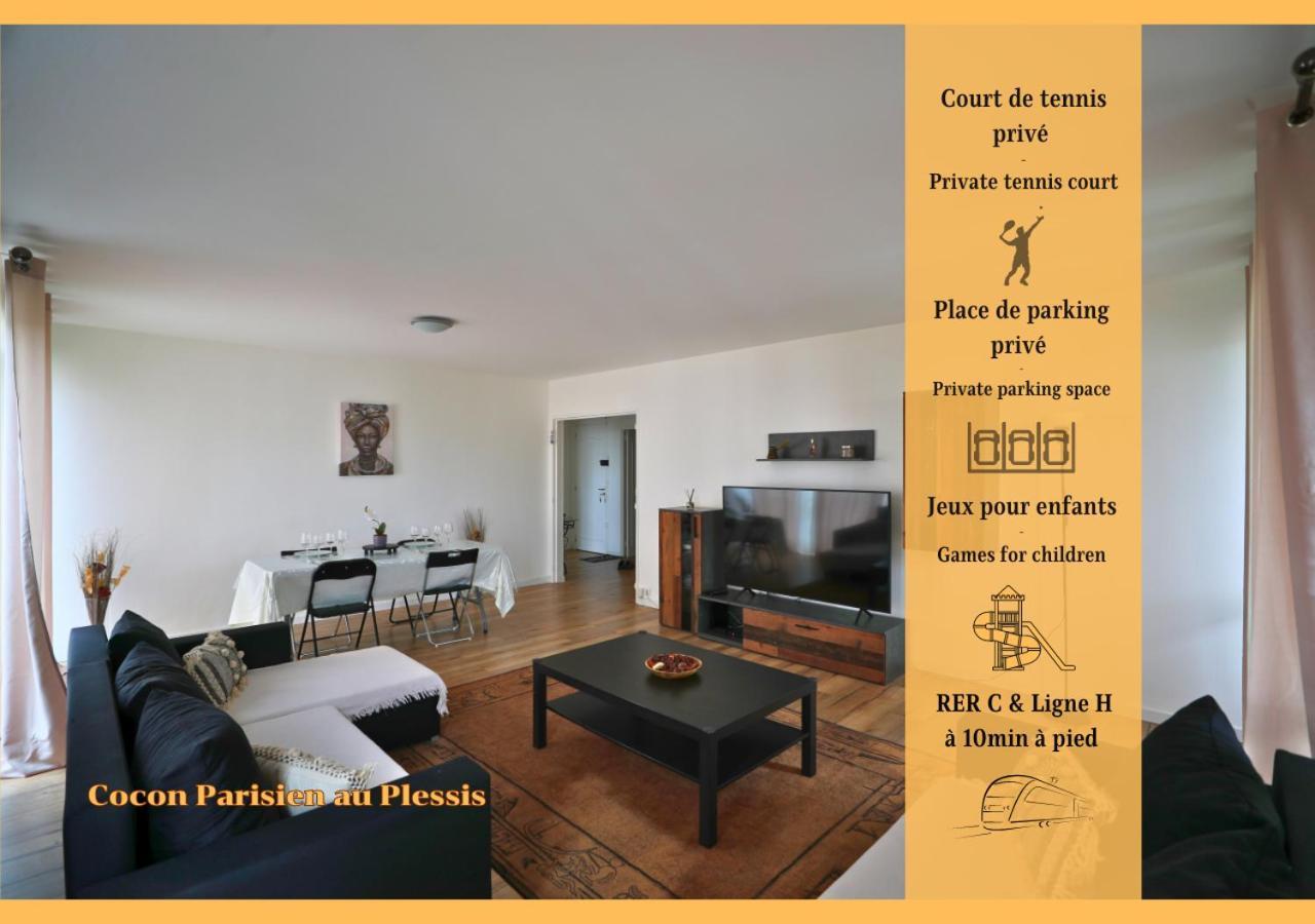 Cocon Parisien Au Plessis - Court De Tennis Prive Apartment Le Plessis-Bouchard Exterior foto